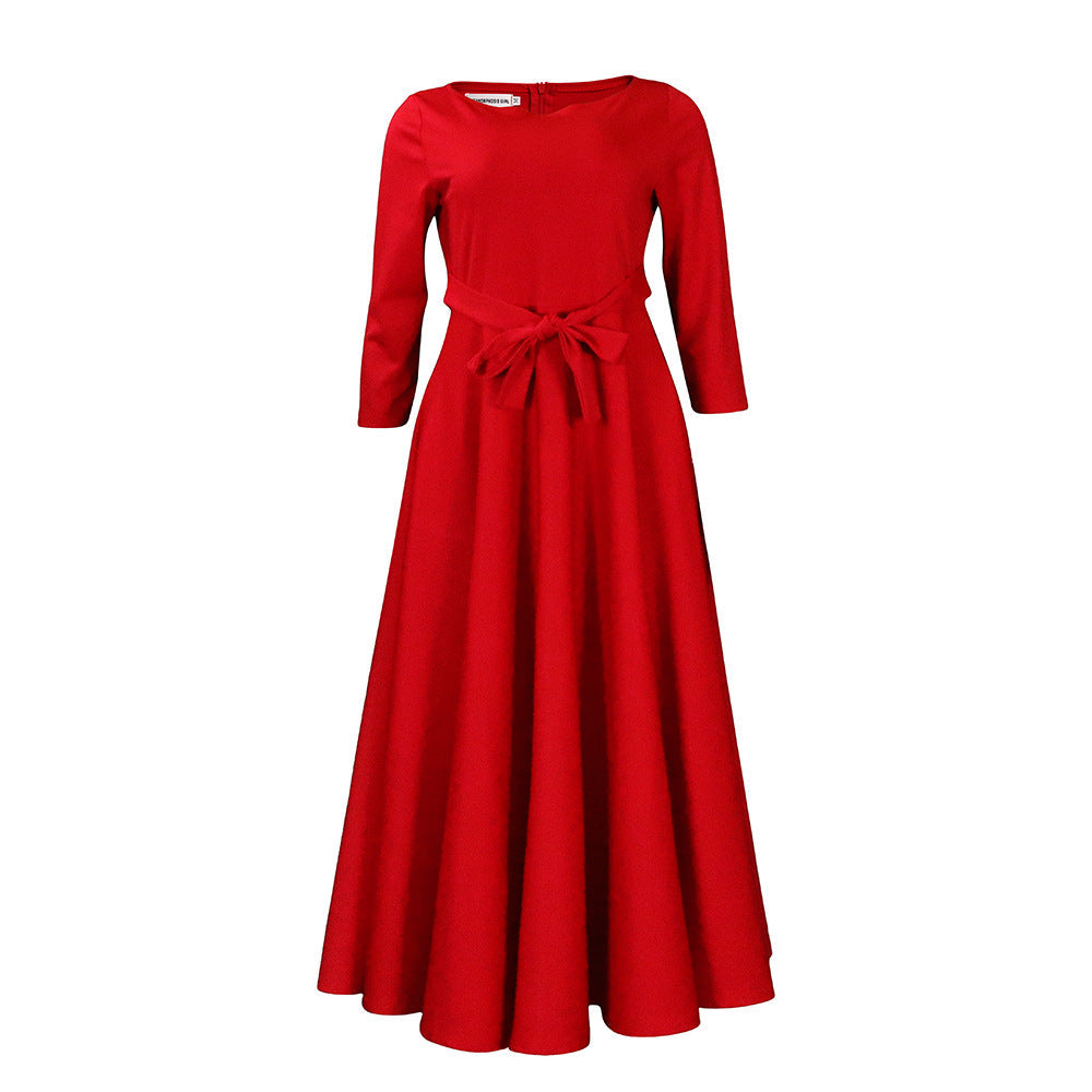 Simple Tie-Waist Plus Size Dress