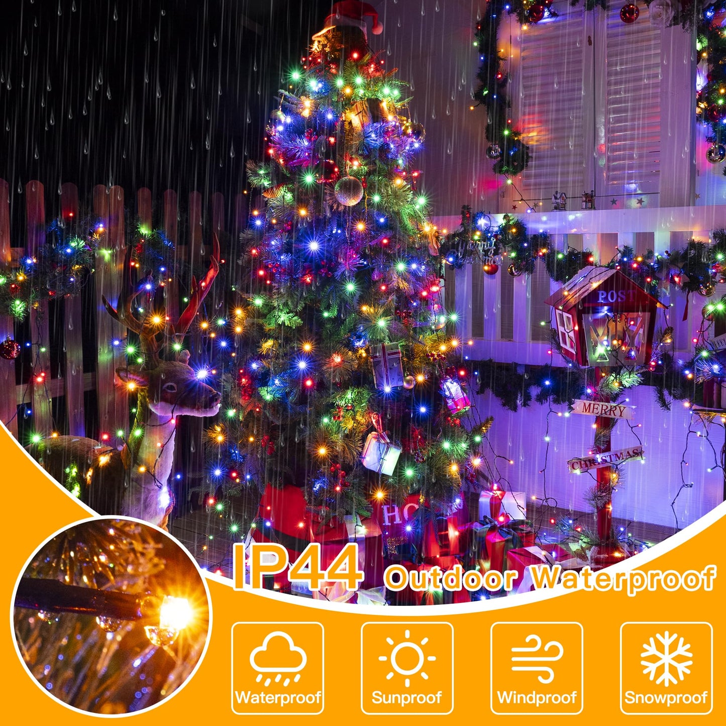 🎄Last Day 49% OFF🔥Waterproof Christmas Tree Waterfall Lights with Ring