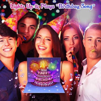 🔥2025 Hot Sale 49% OFF🔥-🗃️Fireworks Pop Up Cake Light and Music Happy Birthday Card Gift🎂