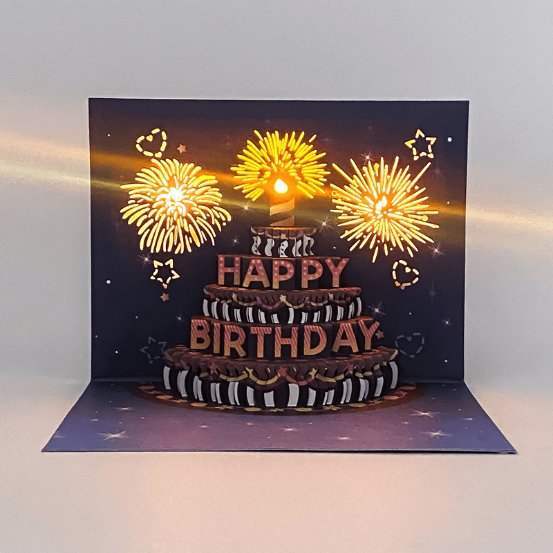 🔥2025 Hot Sale 49% OFF🔥-🗃️Fireworks Pop Up Cake Light and Music Happy Birthday Card Gift🎂