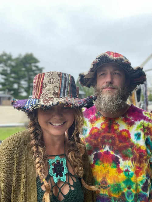 🔥Last Day 55% OFF - 🍄Patchwork Multicolored Mushroom Hemp Hat with Hidden Pocket Fedorahats🎩