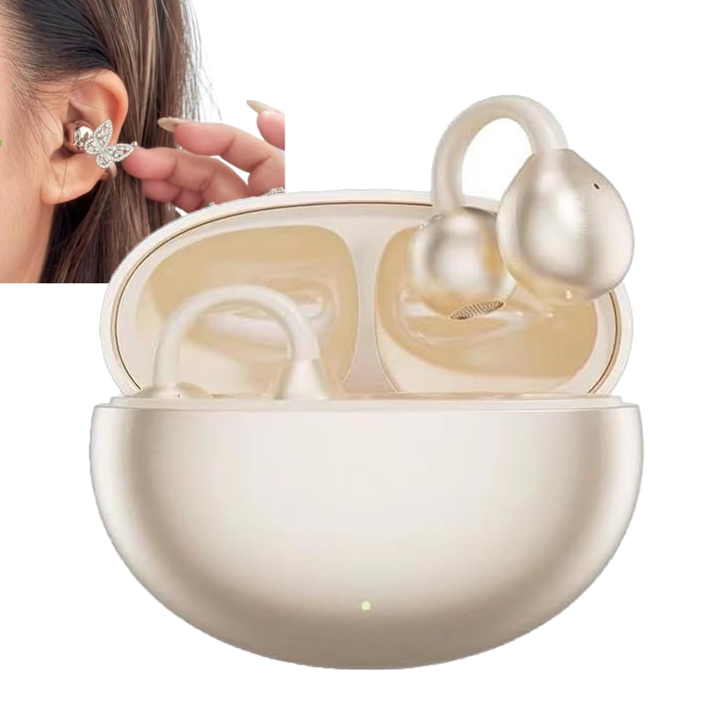 🔥Last Day 49%Off-Crystal Butterfly Wireless Clip-On Earphones – Glam Meets Tech