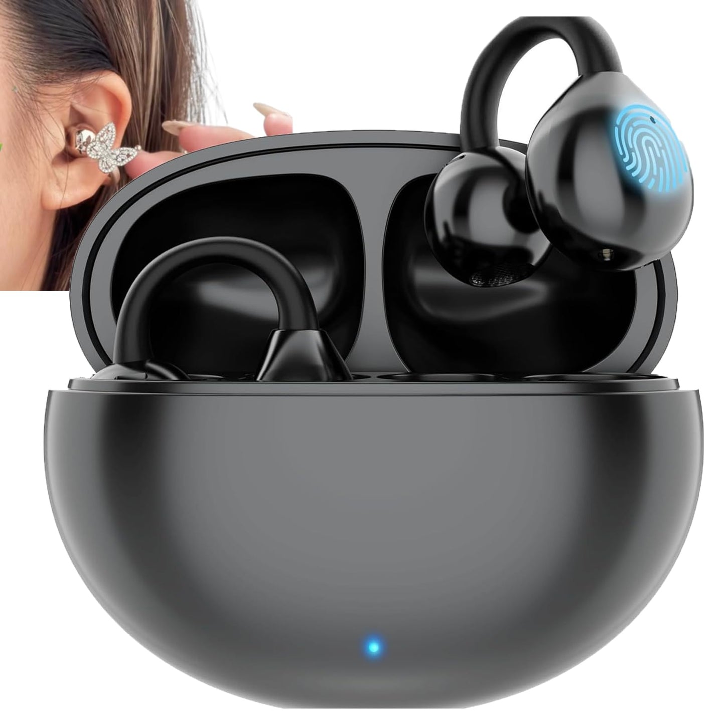 🔥Last Day 49%Off-Crystal Butterfly Wireless Clip-On Earphones – Glam Meets Tech