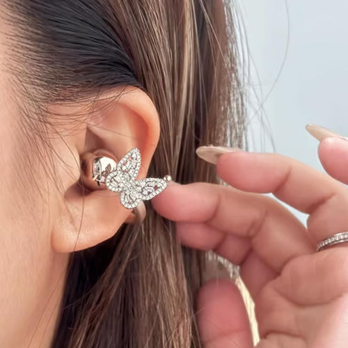 🔥Last Day 49%Off-Crystal Butterfly Wireless Clip-On Earphones – Glam Meets Tech