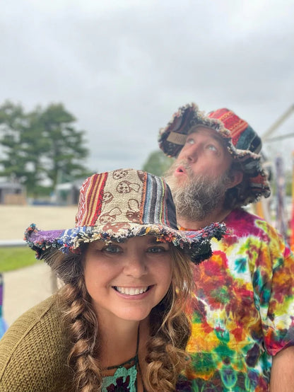 🔥Last Day 55% OFF - 🍄Patchwork Multicolored Mushroom Hemp Hat with Hidden Pocket Fedorahats🎩