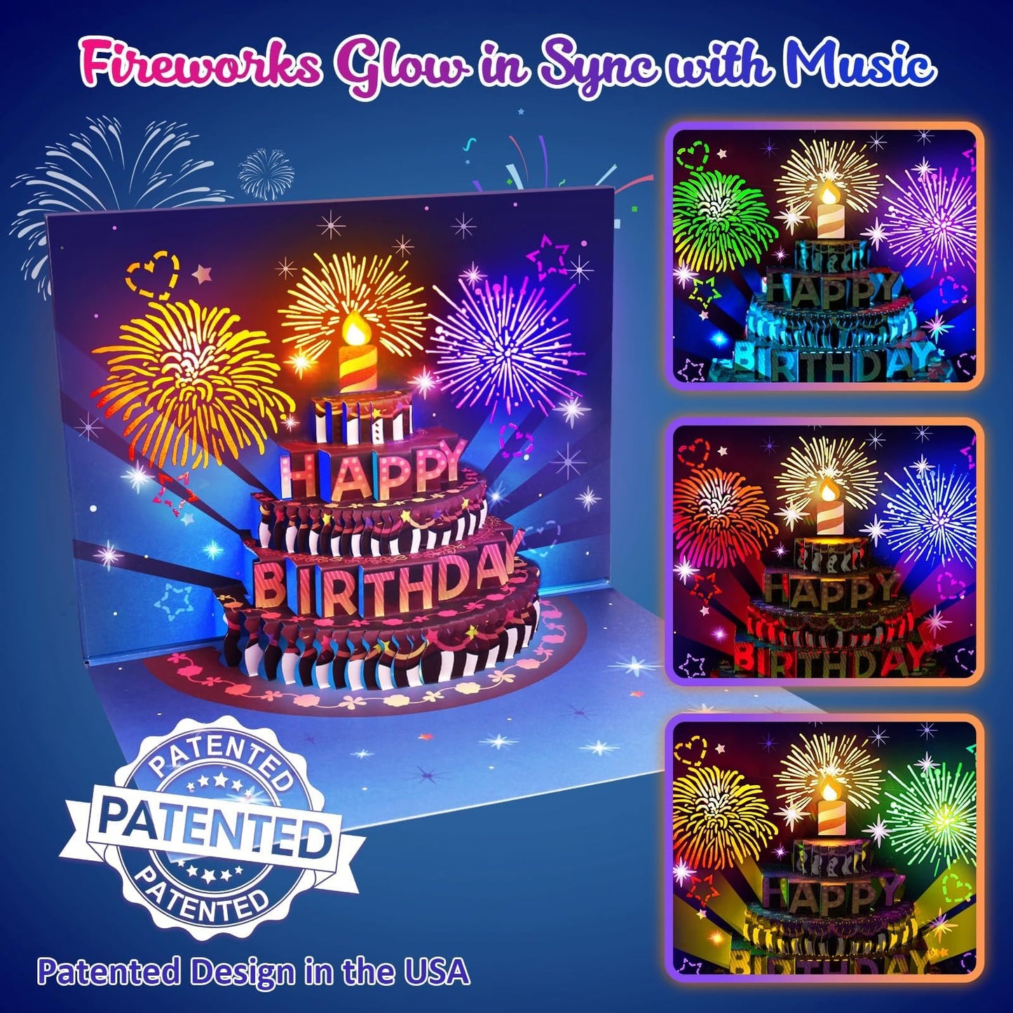 🔥2025 Hot Sale 49% OFF🔥-🗃️Fireworks Pop Up Cake Light and Music Happy Birthday Card Gift🎂