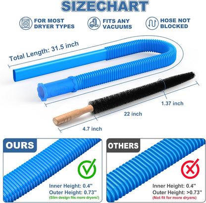 💥LAST DAY SALE 49% OFF💥 2 Pieces Dryer Vent Cleaner Kit, Dryer Lint Brush and Vacuum Hose Attachment with Universal Connector, Quickly Lint Remover