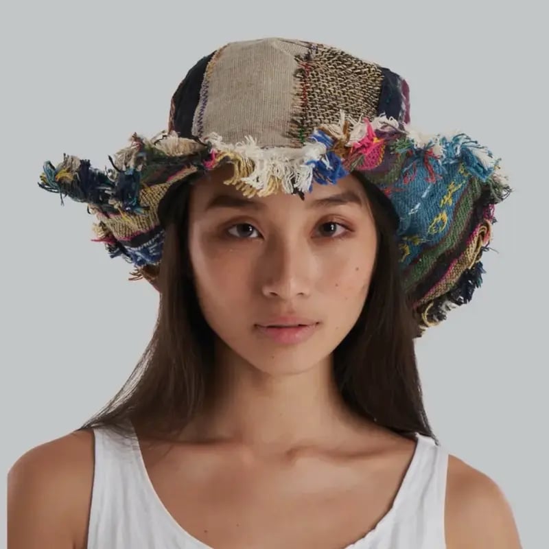 🔥Last Day 55% OFF - 🍄Patchwork Multicolored Mushroom Hemp Hat with Hidden Pocket Fedorahats🎩
