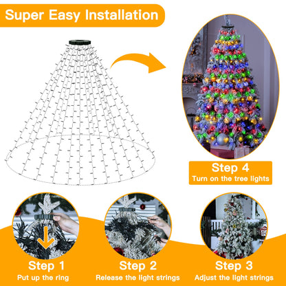 🎄Last Day 49% OFF🔥Waterproof Christmas Tree Waterfall Lights with Ring